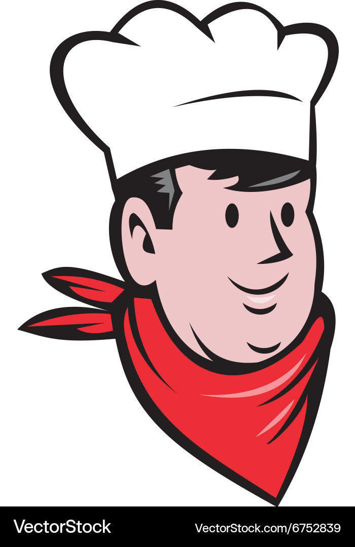 Chef Cartoon Head with Scarf Vector Image