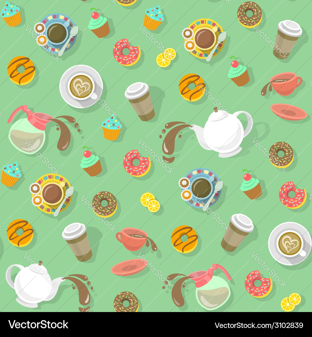 Coffee and tea pattern Royalty Free Vector Image