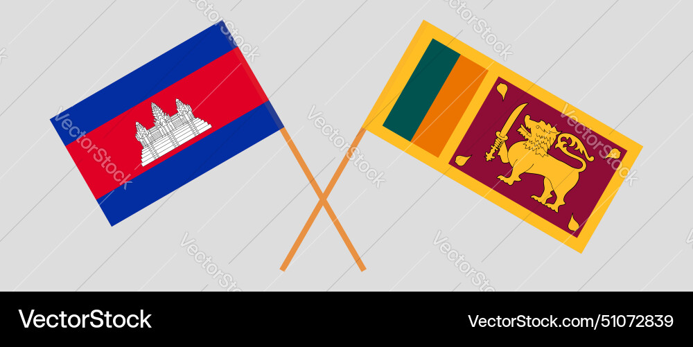 Crossed flags of cambodia and sri lanka official Vector Image