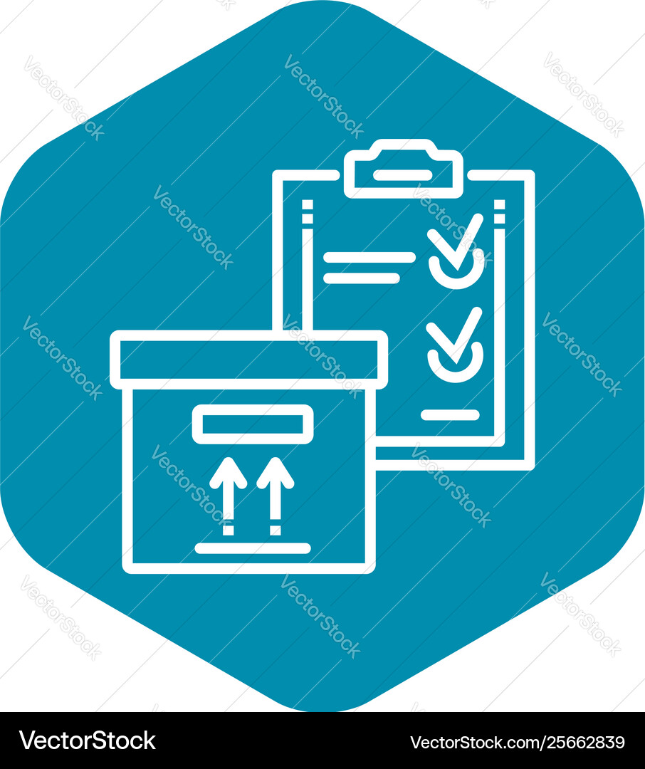 Delivery box check list icon outline style Vector Image