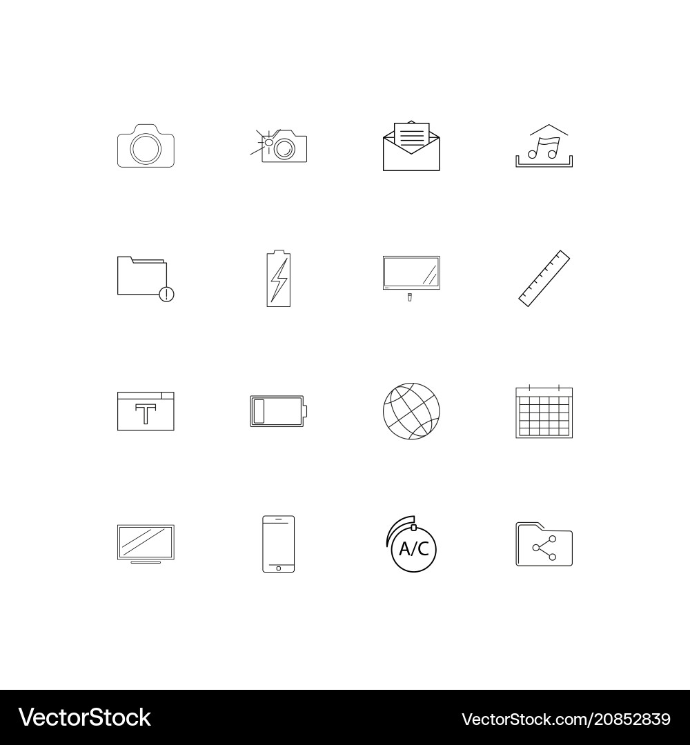 Devices linear thin icons set outlined simple vector image