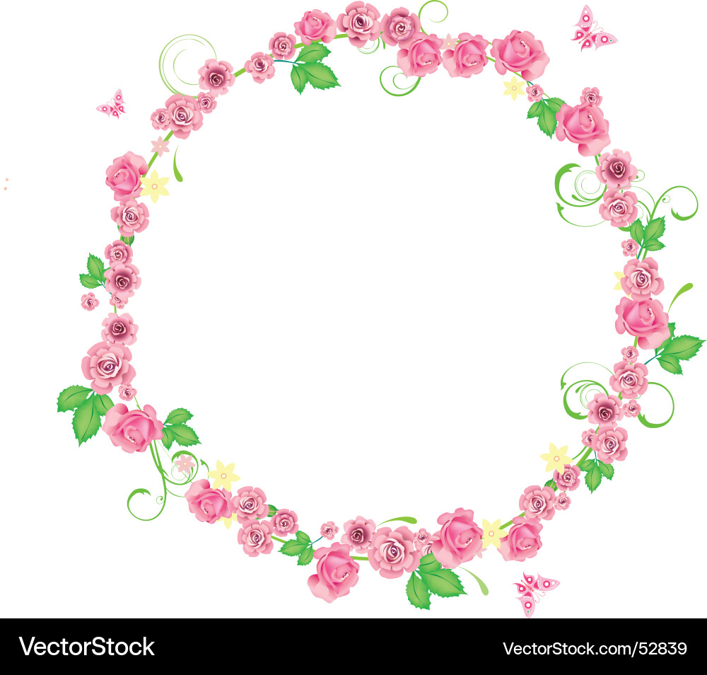 Elegant Pink Floral Frame Vector Image