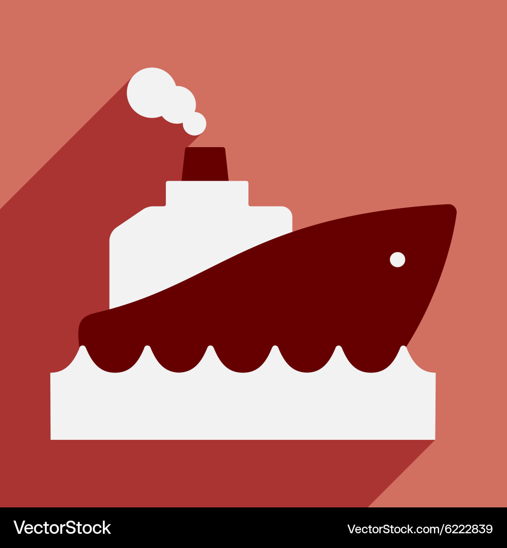 Flat with shadow icon and mobile application boat vector image