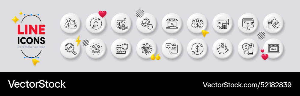 Graph chart wallet and versatile line icons Graph chart wallet and versatile line icons vector image