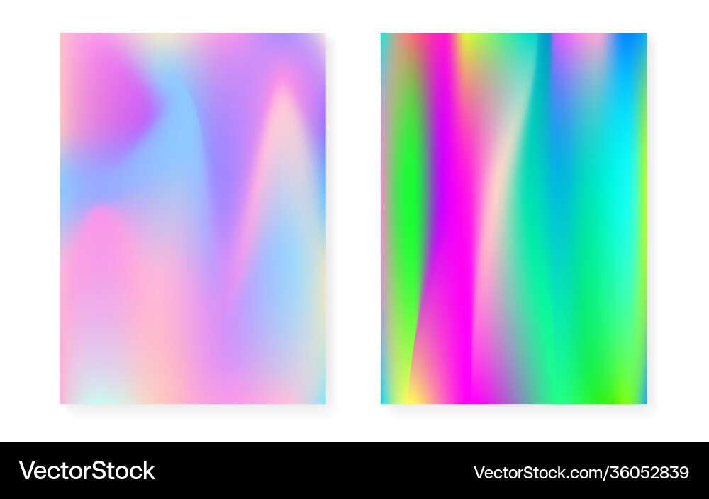 Hologram gradient background set with holographic Hologram gradient background set with holographic vector image