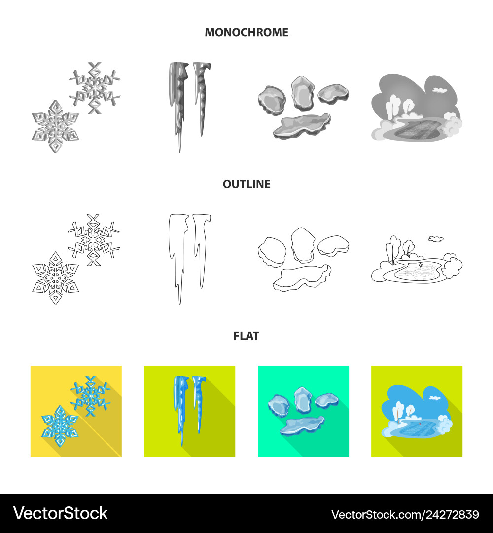 Isolated object of texture and frozen logo set Isolated object of texture and frozen logo set vector image