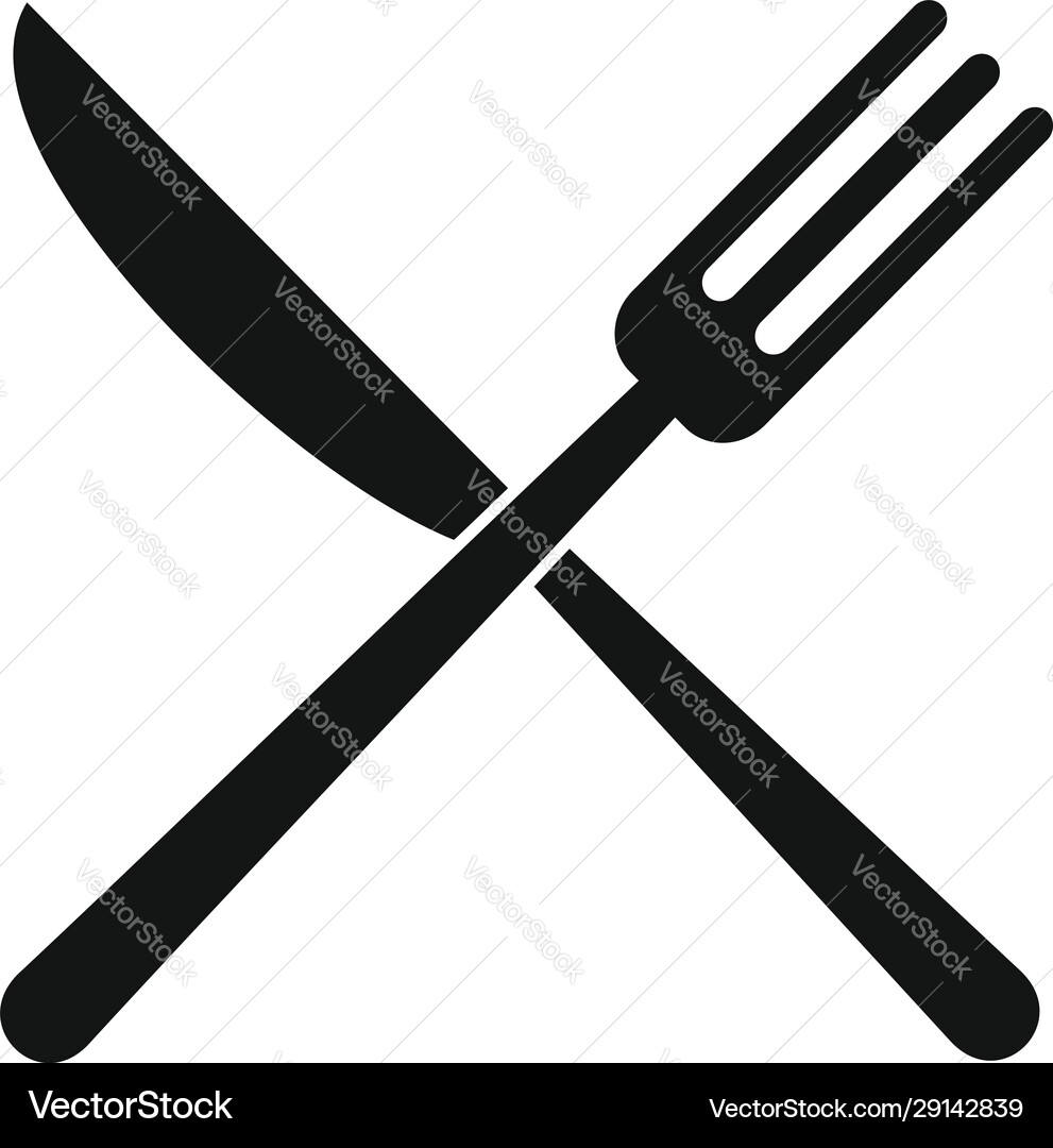 Knife cross fork icon simple style Knife cross fork icon simple style vector image
