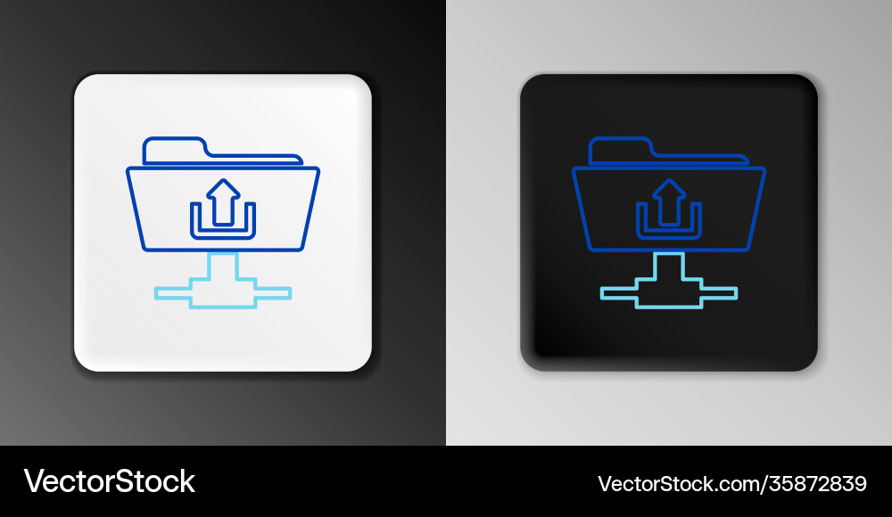 Line ftp folder upload icon isolated on grey Line ftp folder upload icon isolated on grey vector image