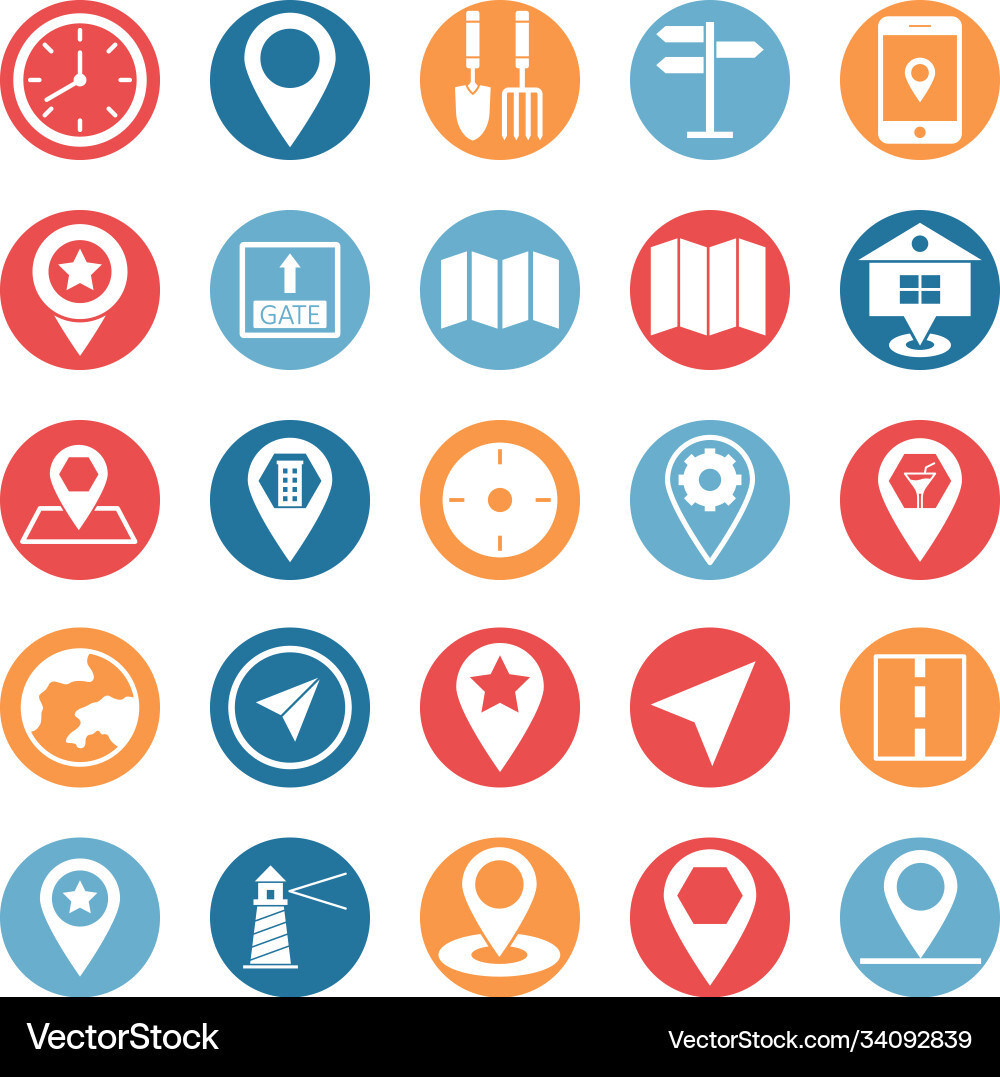 Map and navigation icons can be easily mod vector image