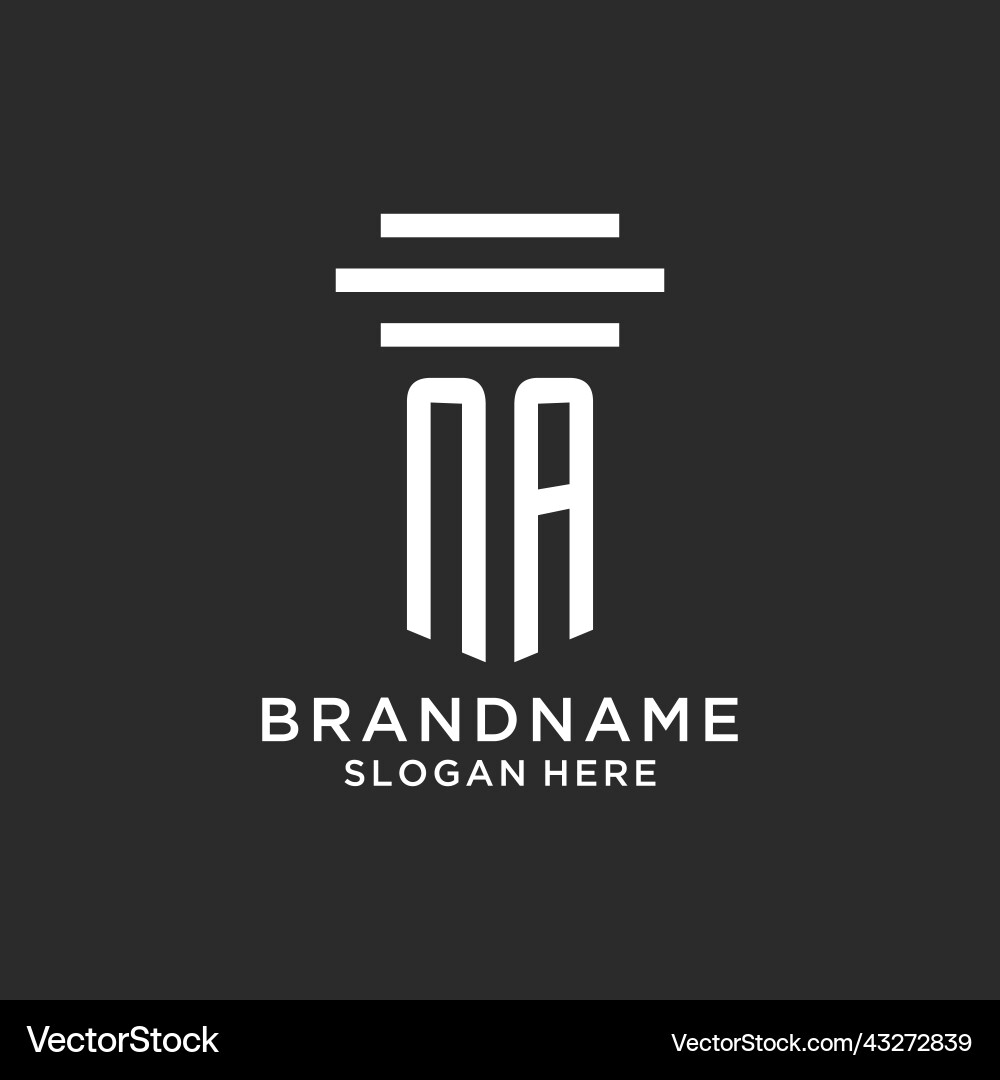 Na initials with simple pillar logo design Vector Image