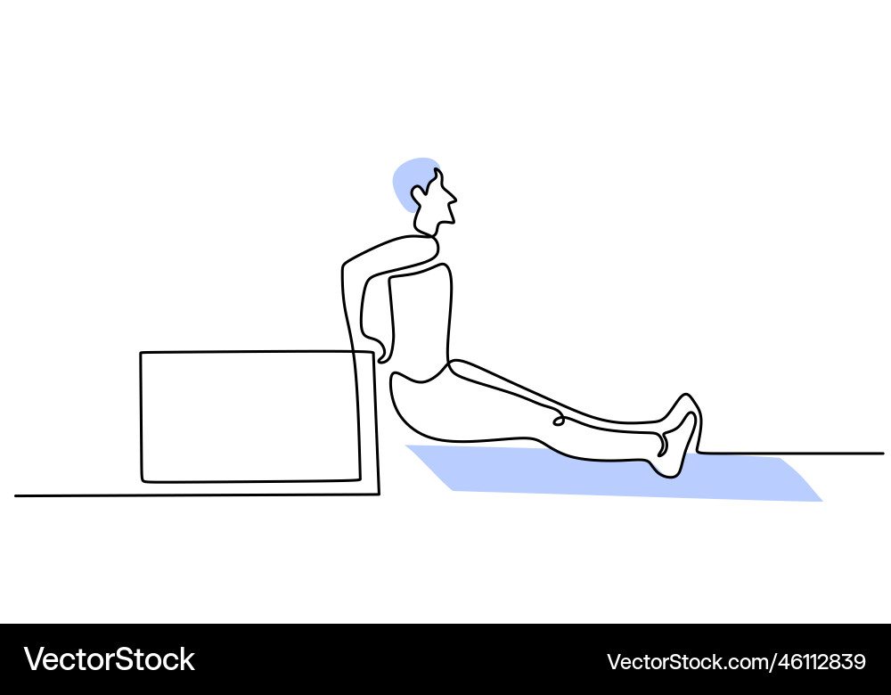 One continuous single line of man do triceps dip Vector Image