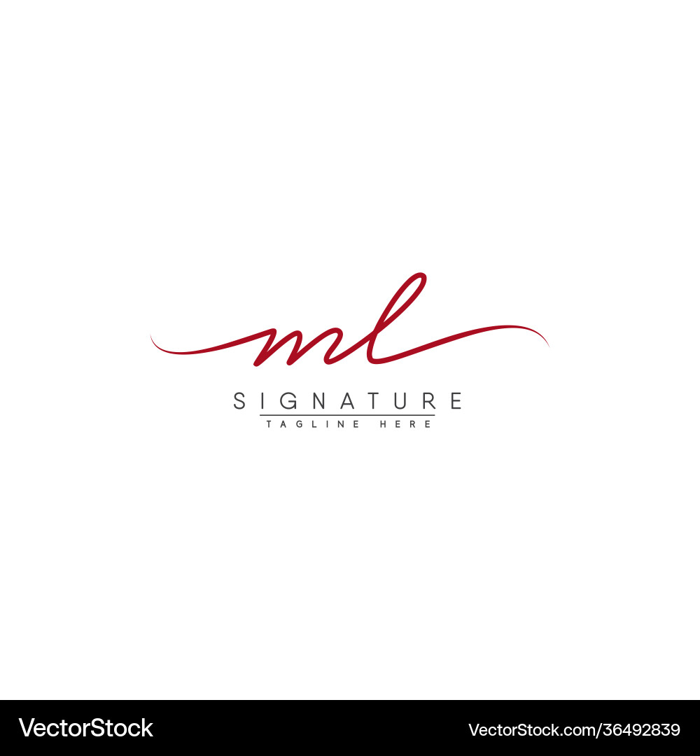 Original Buchstaben ml Logo - handschriftliche Signatur Original Buchstaben ml Logo - handschriftliche Signatur vektorbild