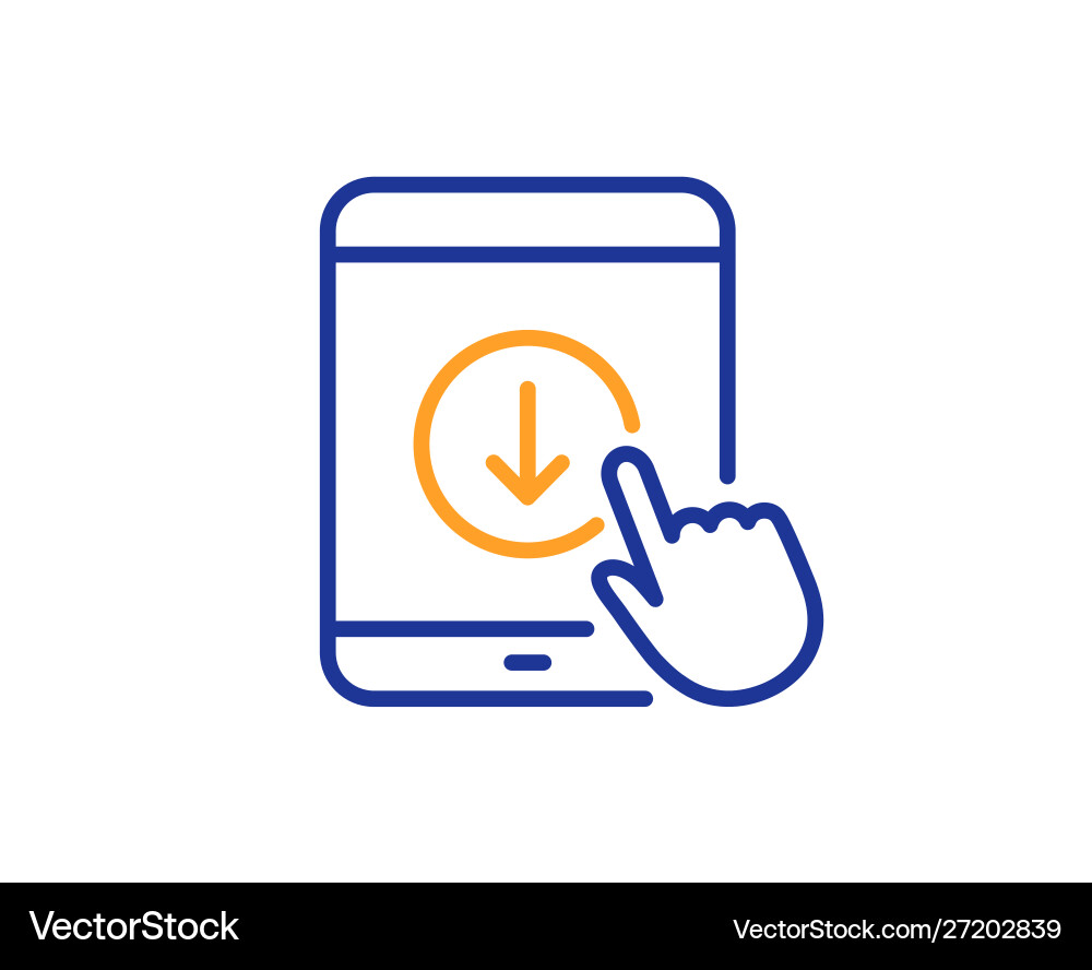 Scroll down tablet pc line icon scrolling screen vector image