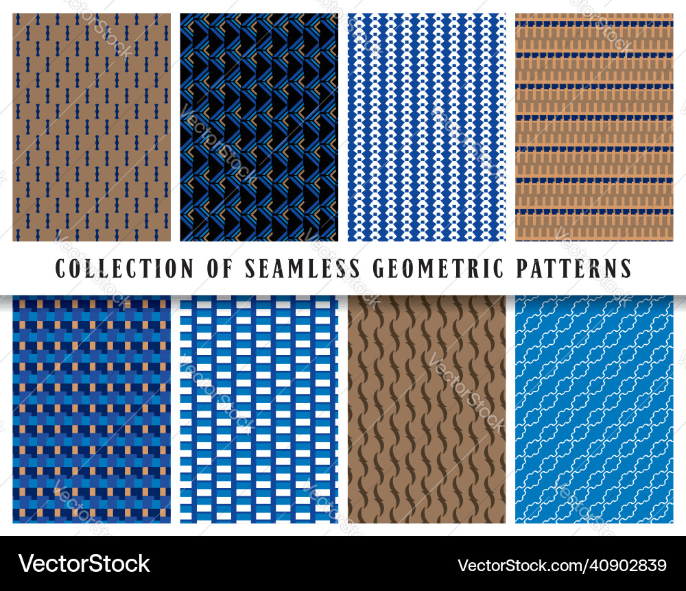Seamless geometric pattern background set Seamless geometric pattern background set Vector Image