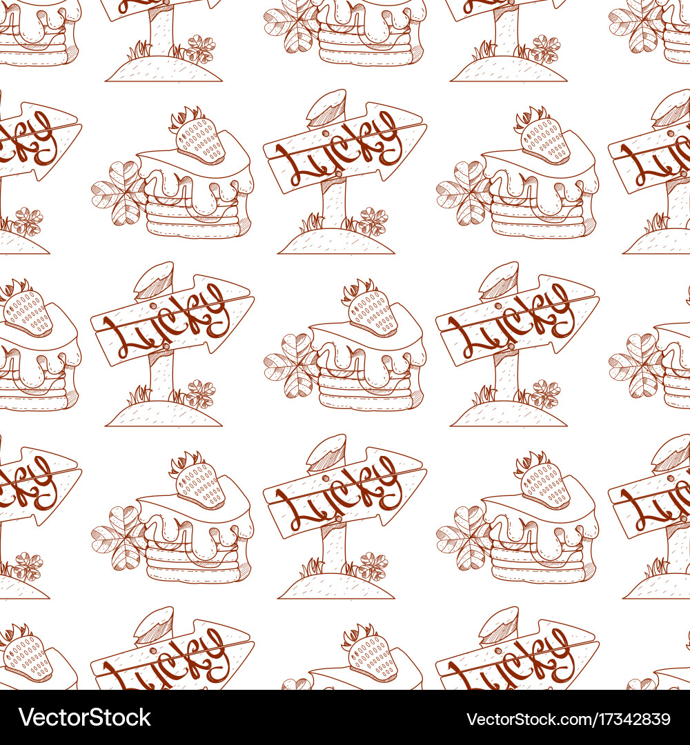 Seamless pattern with a slice of cake cream Vector Image