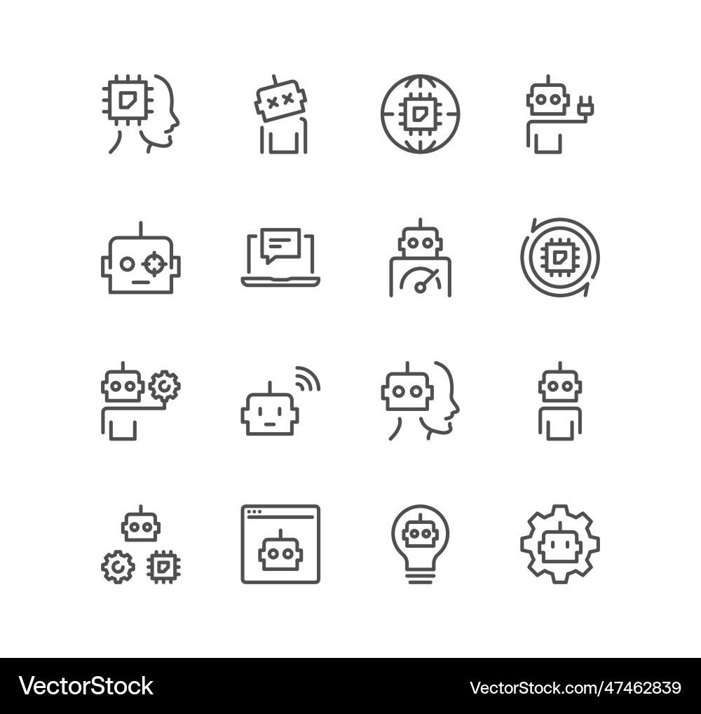 Set of artificial intelligence related icons vector image