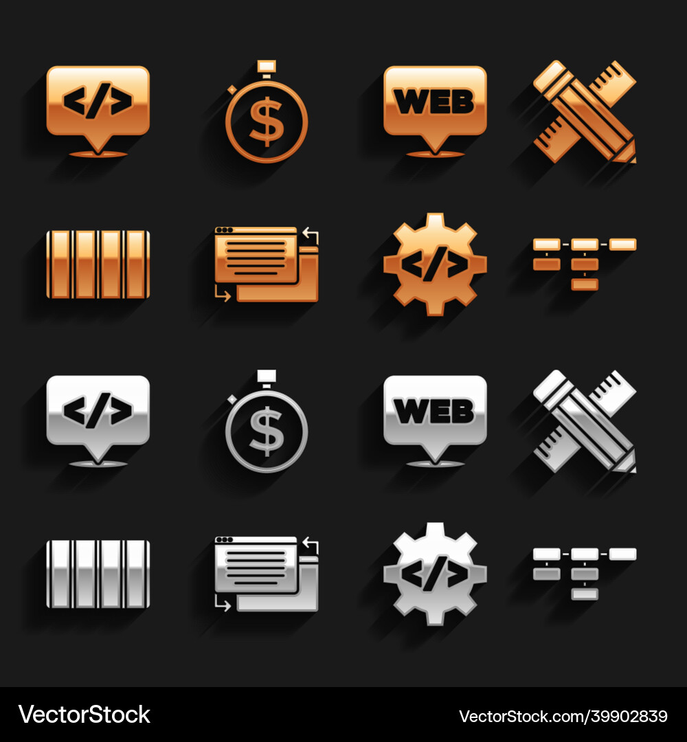 Set ui or ux design crossed ruler and pencil Set ui or ux design crossed ruler and pencil vector image