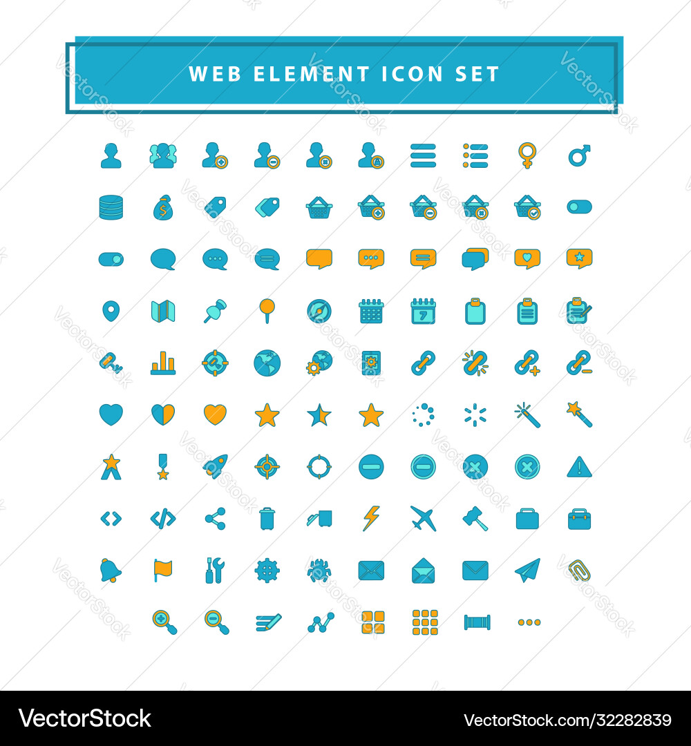 Set web element icons with filled outline Set web element icons with filled outline vector image
