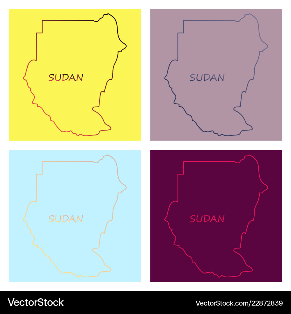 Sudan Flag and Map on Gray vector image