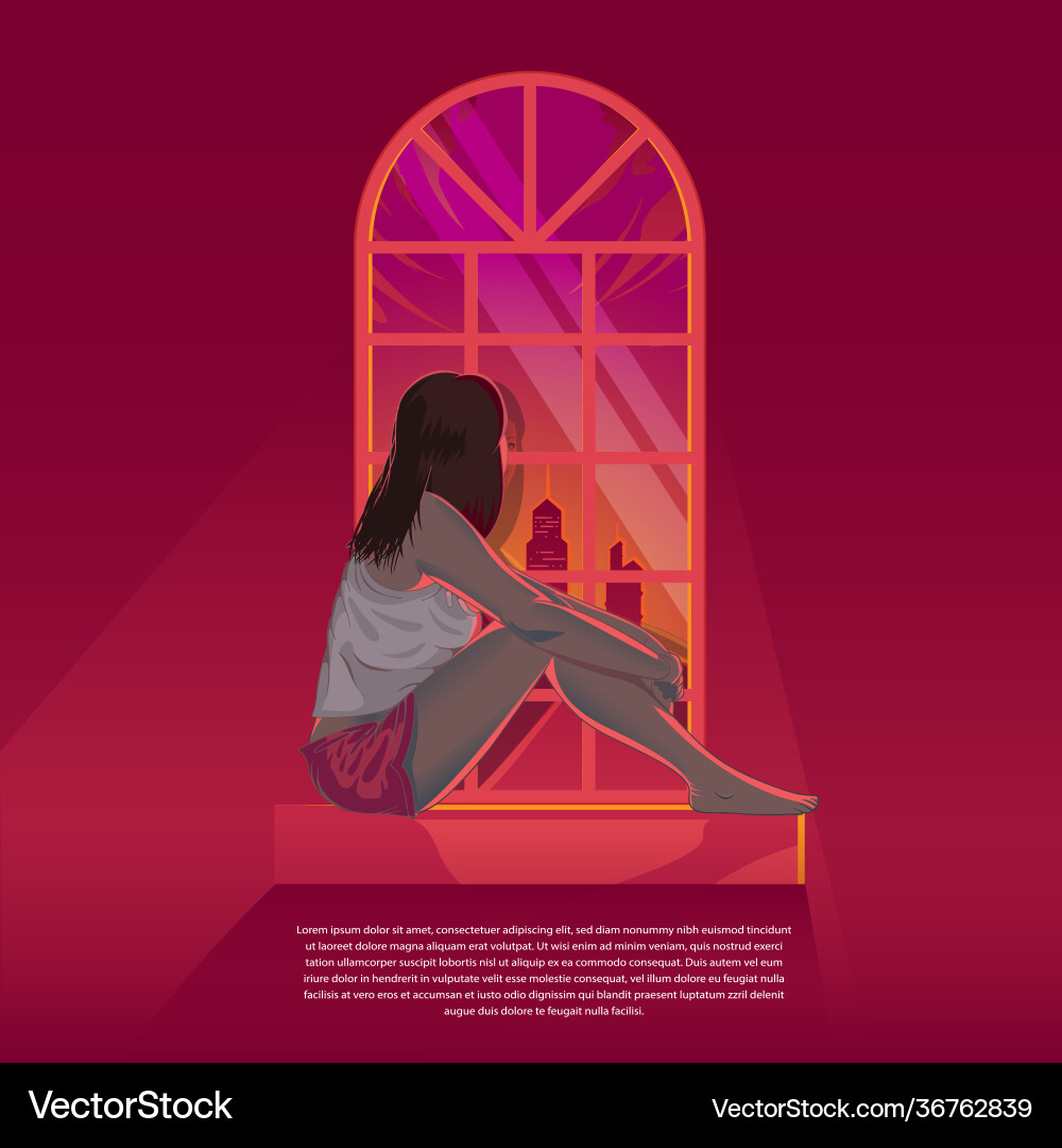 Sunset Window Reflection Vector Image