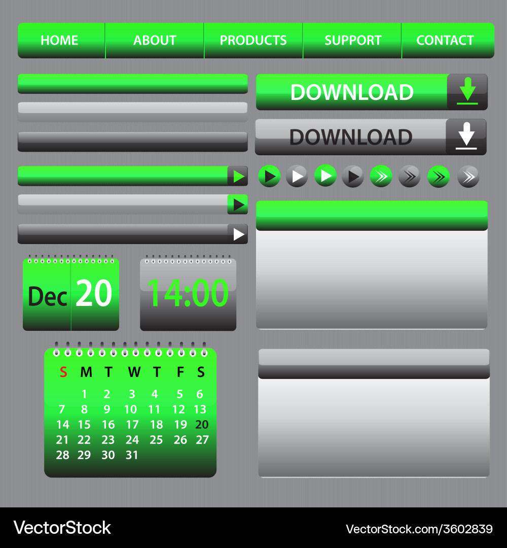 Web elements design gray green vector image