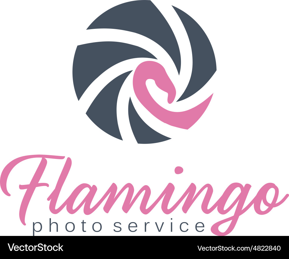 Abstract icon of shutter and flamingo vector image