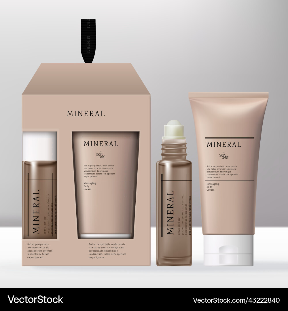 Beauty or skincare hand cream and roll Beauty or skincare hand cream and roll Vector Image