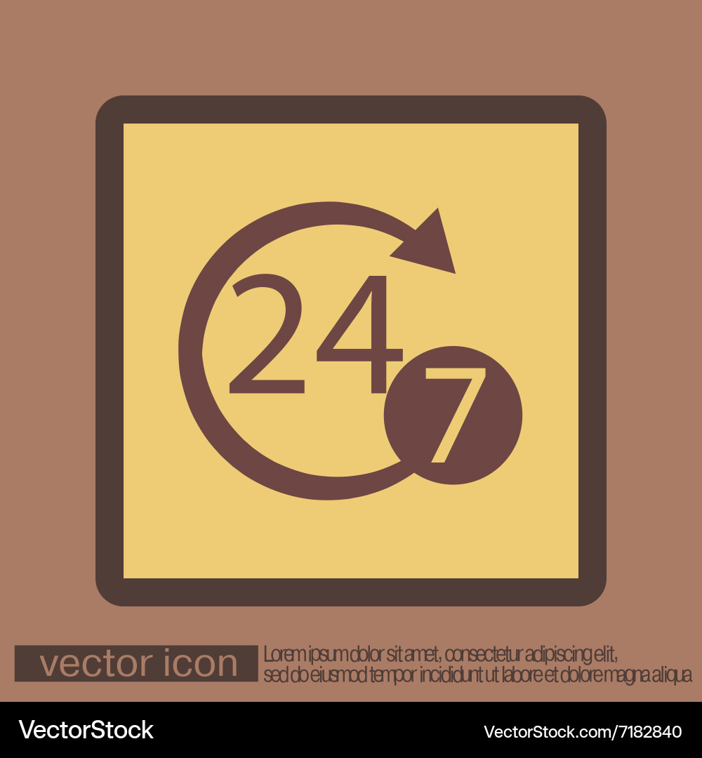 Character 24 7 open hours a day and days vector image