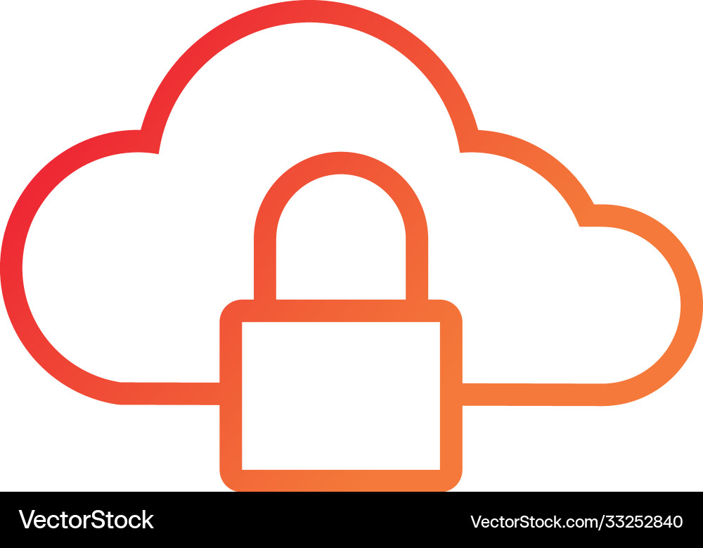 Cloud computing with padlock gradient style icon Vector Image