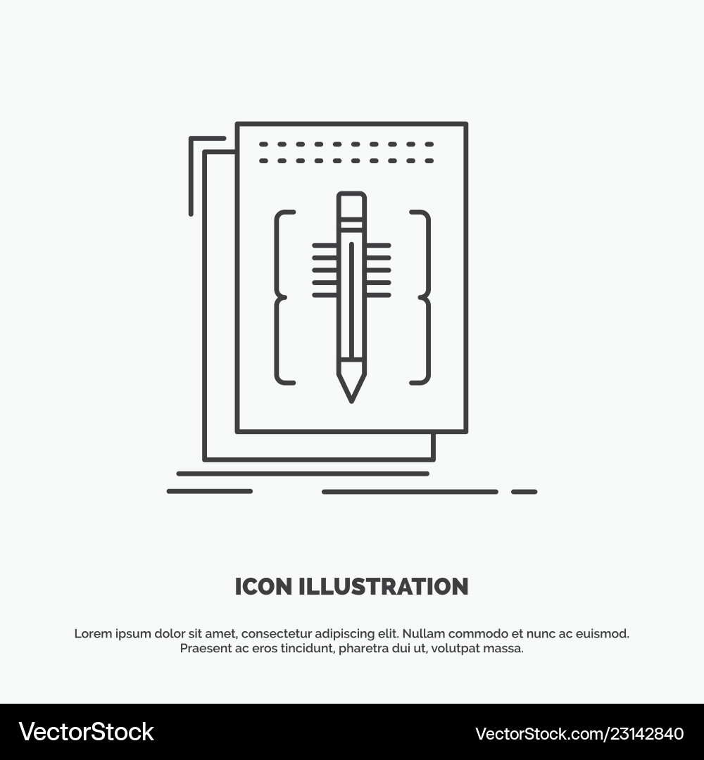 Code edit editor language program icon line gray Vector Image
