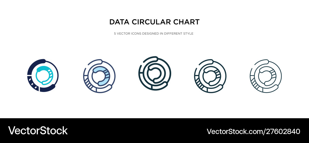 Data circular chart icon in different style two Vector Image
