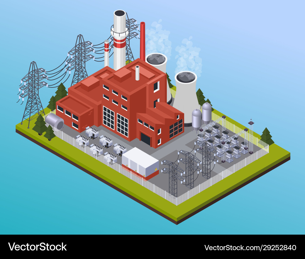 Electricity isometric composition Royalty Free Vector Image