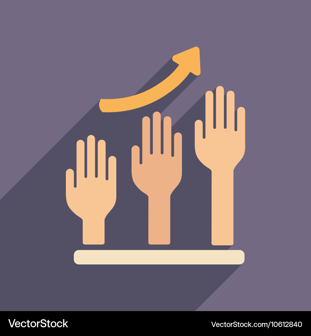Flat web icon with long shadow hand graph vector image