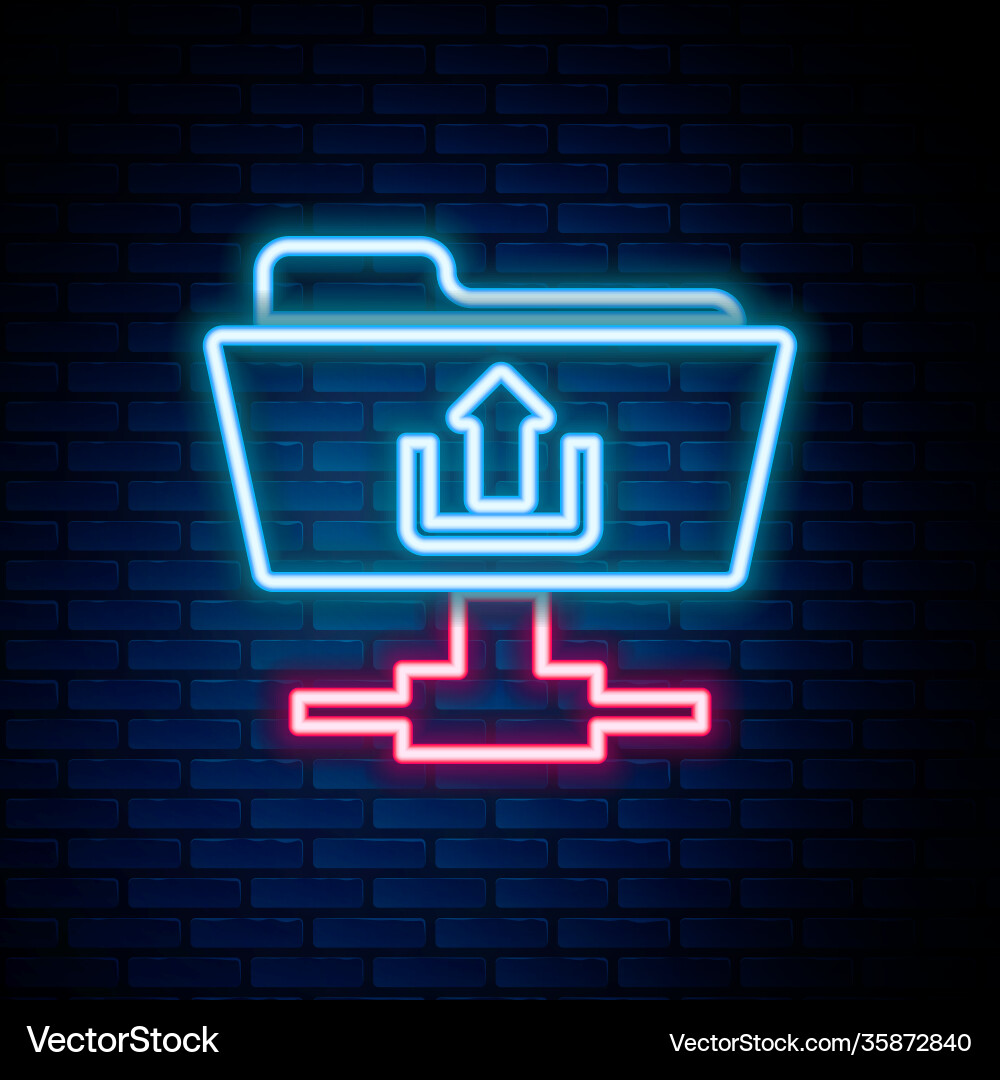 Glowing neon line ftp folder upload icon isolated Glowing neon line ftp folder upload icon isolated vector image