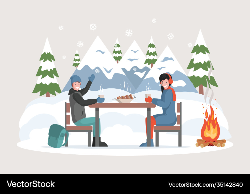 Happy winter holidays flat concept smiling Happy winter holidays flat concept smiling vector image
