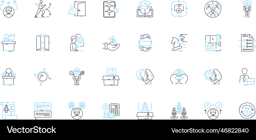 Market introduction linear icons set launch Market introduction linear icons set launch Vector Image