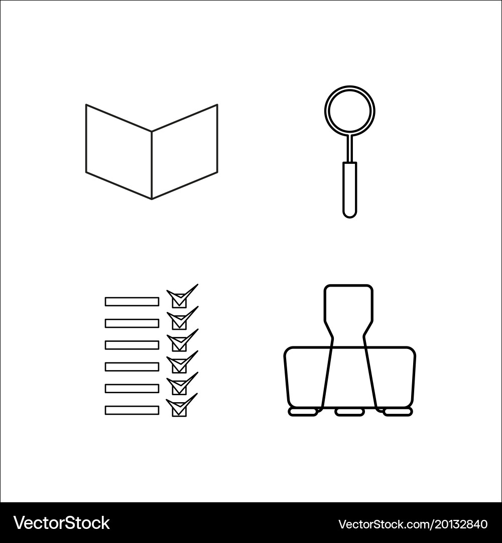 Office simple linear icon setsimple outline icons vector image