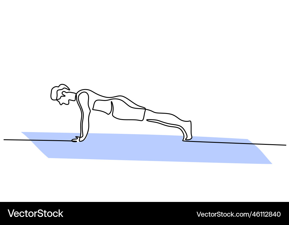 One continuous single line of man push up at home One continuous single line of man push up at home vector image