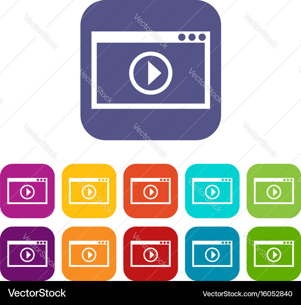 Program for video playback icons set vector image