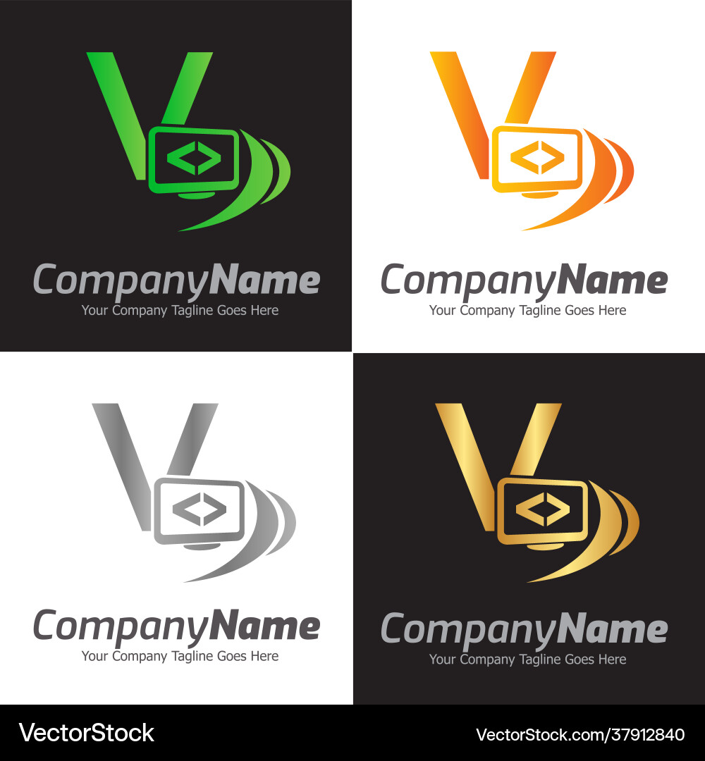 Programming code and computer monitor logo Vector Image