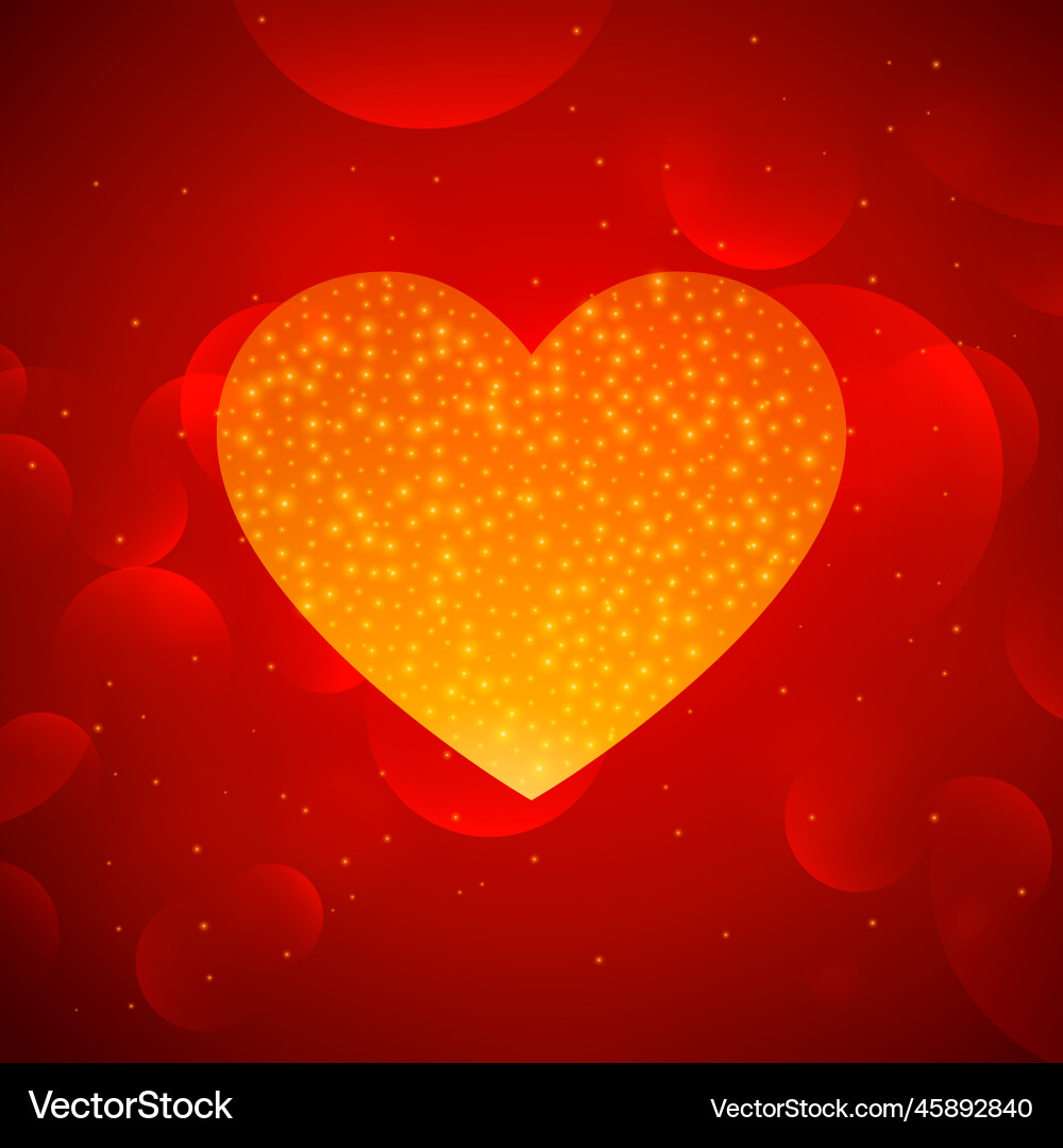 Red background with heart made sparkles Vector Image