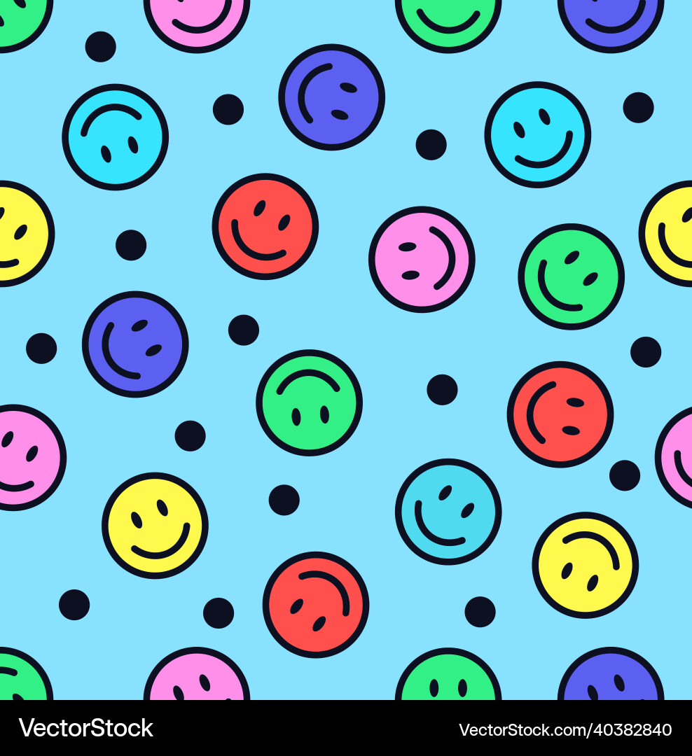 Seamless colorful pattern with happy smileys Seamless colorful pattern with happy smileys vector image