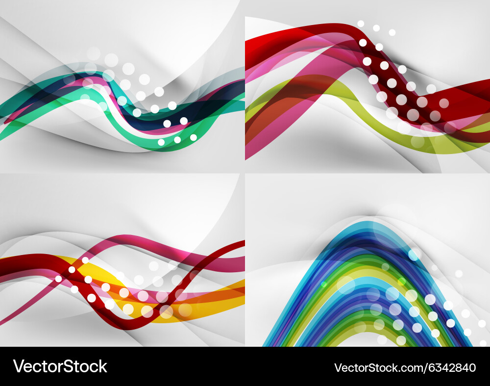 Set abstract backgrounds curve wave lines Vector Image
