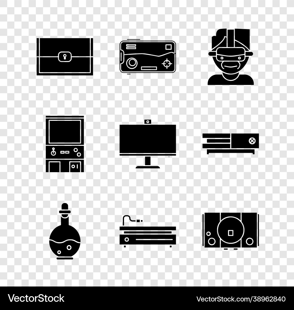 Set chest for game mobile and playing in virtual Set chest for game mobile and playing in virtual vector image