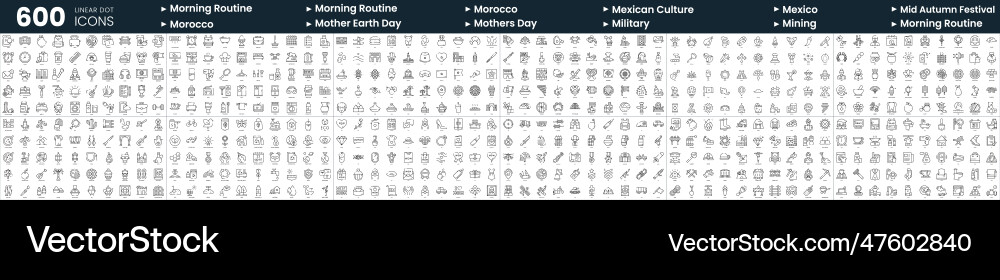 Set of 600 thin line icons in this bundle include Set of 600 thin line icons in this bundle include vector image