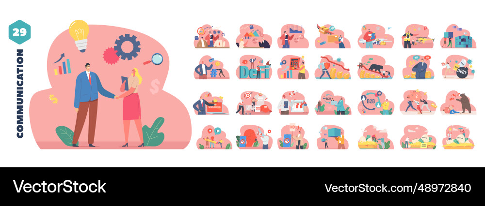 Set of with characters perform business Set of with characters perform business Vector Image