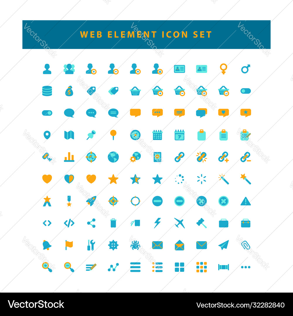 Set web element icons with flat color Set web element icons with flat color vector image