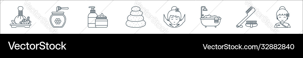Spa line icons linear set quality Vector Image