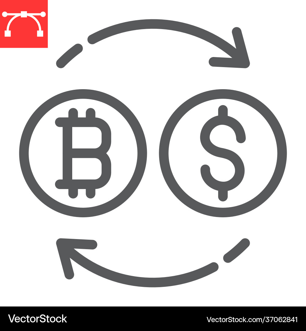 Bitcoin to dollar exchange line icon btc and usd – Royalty-Free Vector |  VectorStock