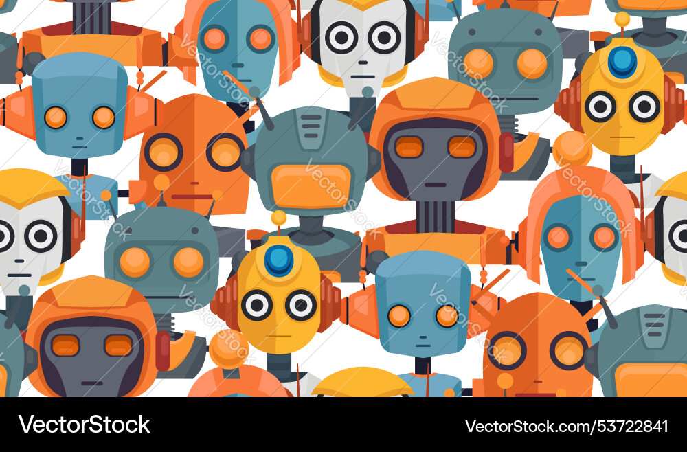 Child pattern with cartoon robots childish Child pattern with cartoon robots childish Vector Image